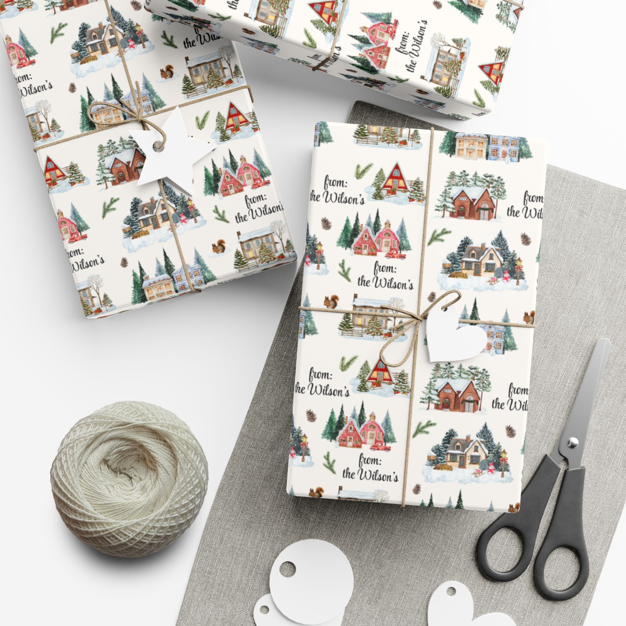 Custom Cottage Christmas Gift Wrap