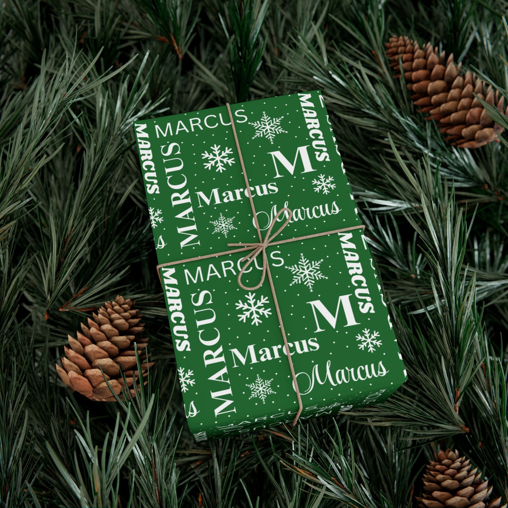 Green Name Collage Gift Wrap