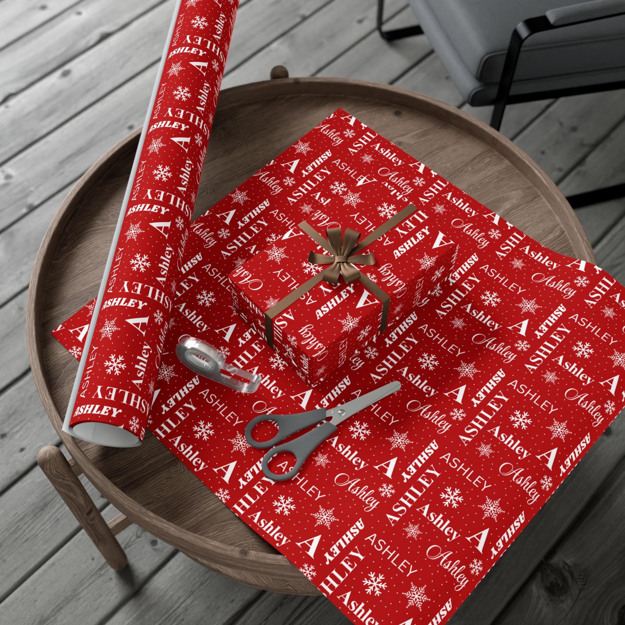 Red Name Collage Gift Wrap