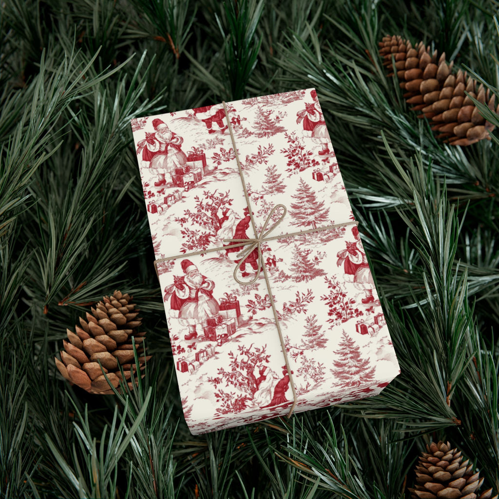 Red Christmas Toile Gift Wrap
