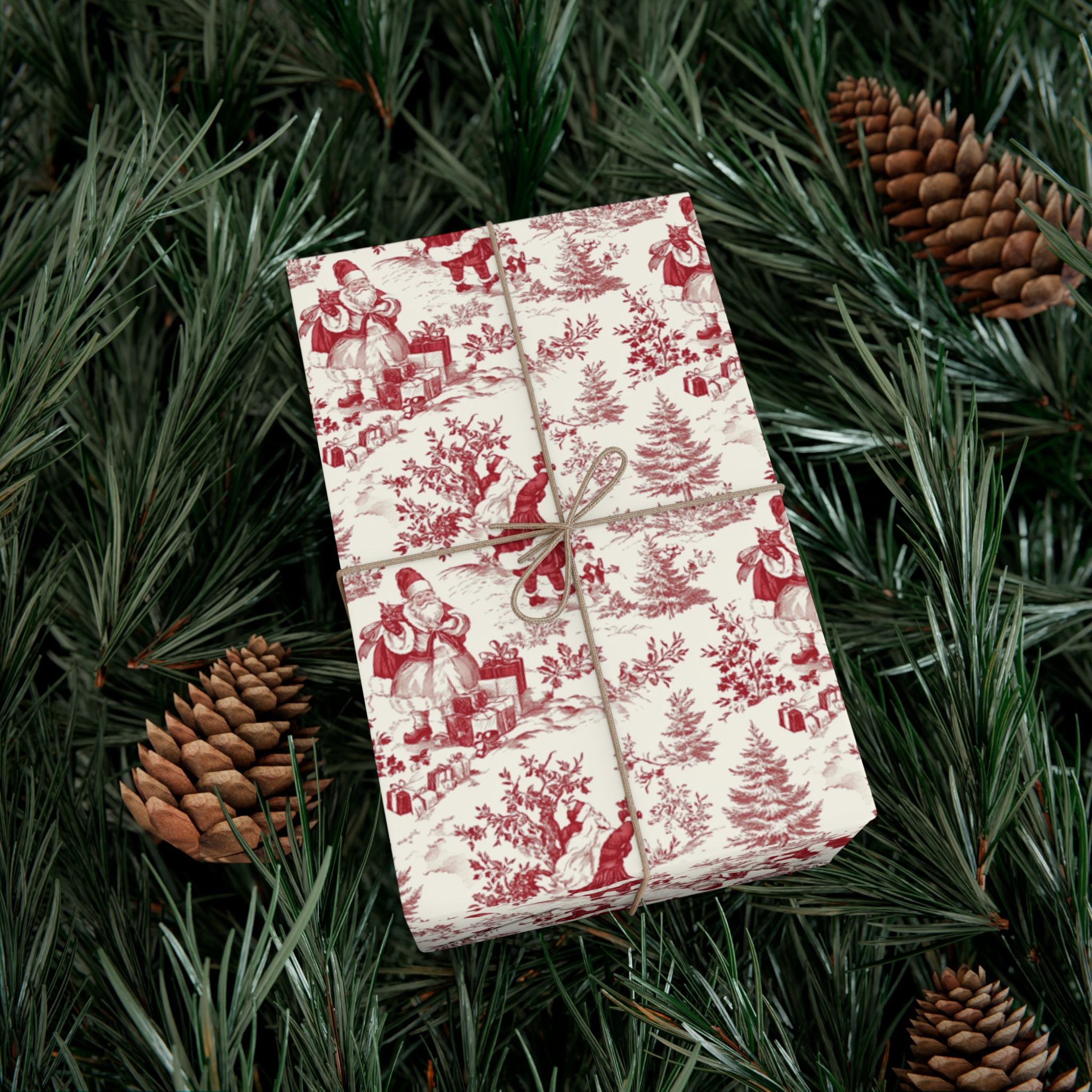 Red Christmas Toile Gift Wrap