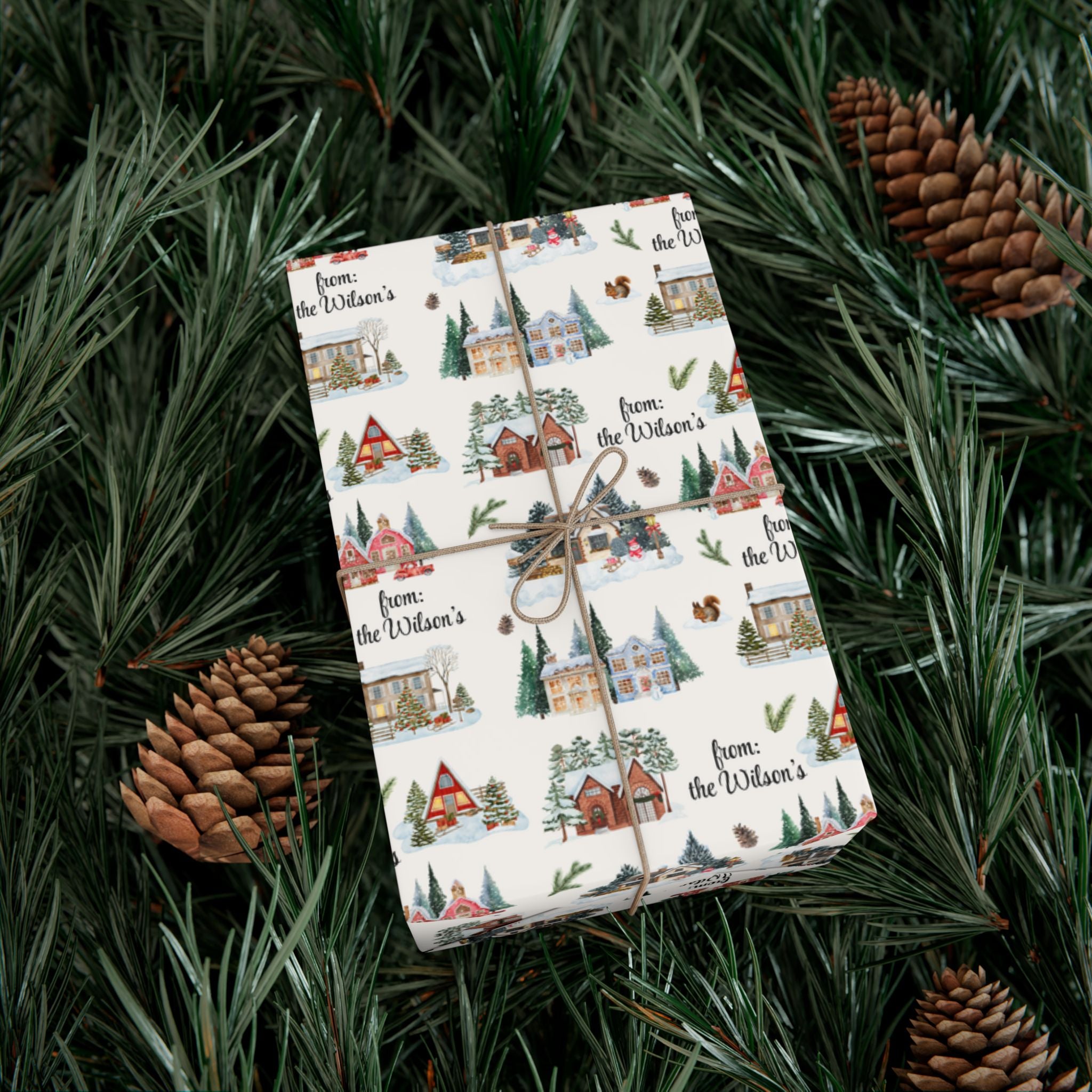 Custom Cottage Christmas Gift Wrap