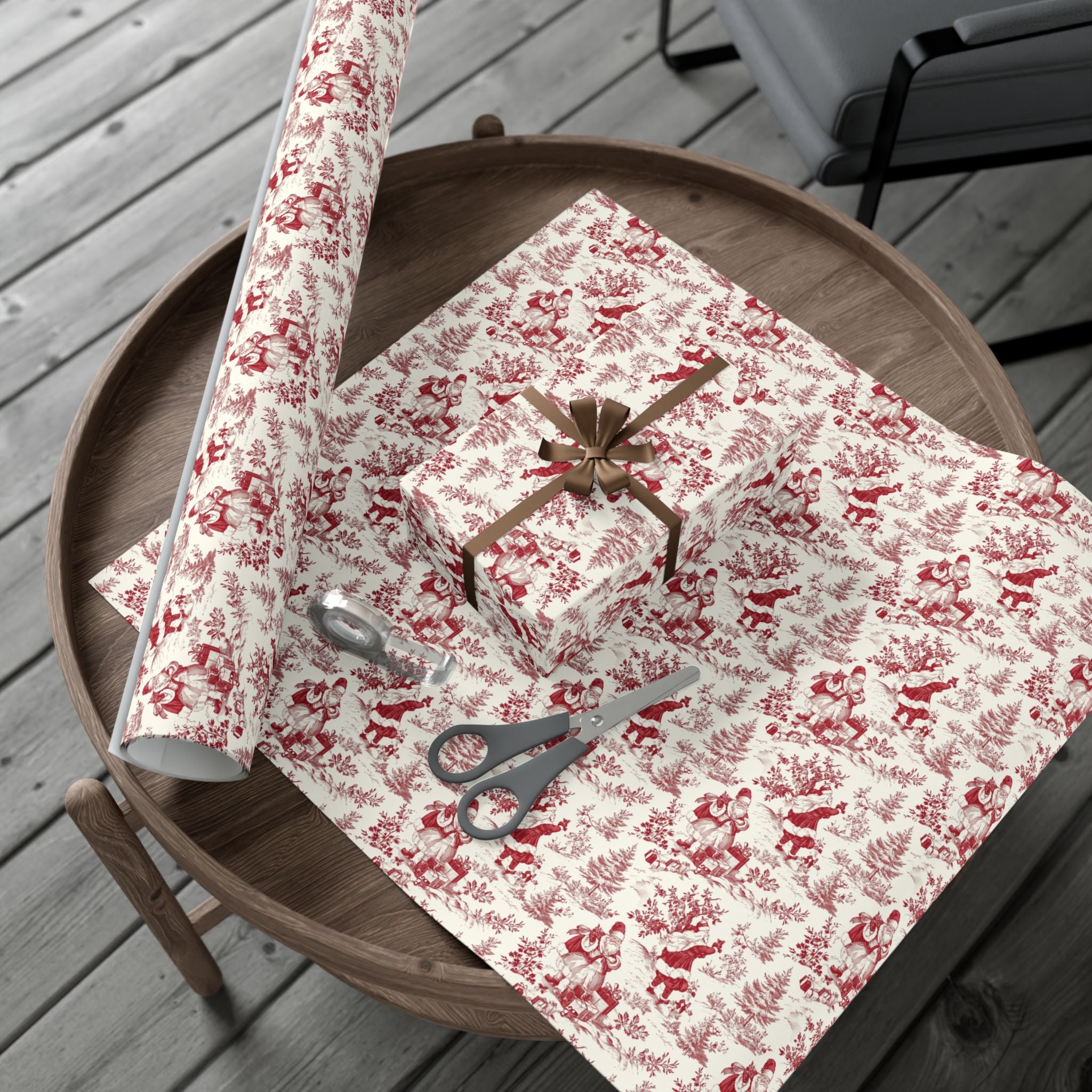 Red Christmas Toile Gift Wrap