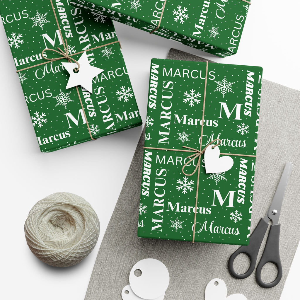 Green Name Collage Gift Wrap