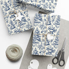Blue Christmas Toile Gift Wrap