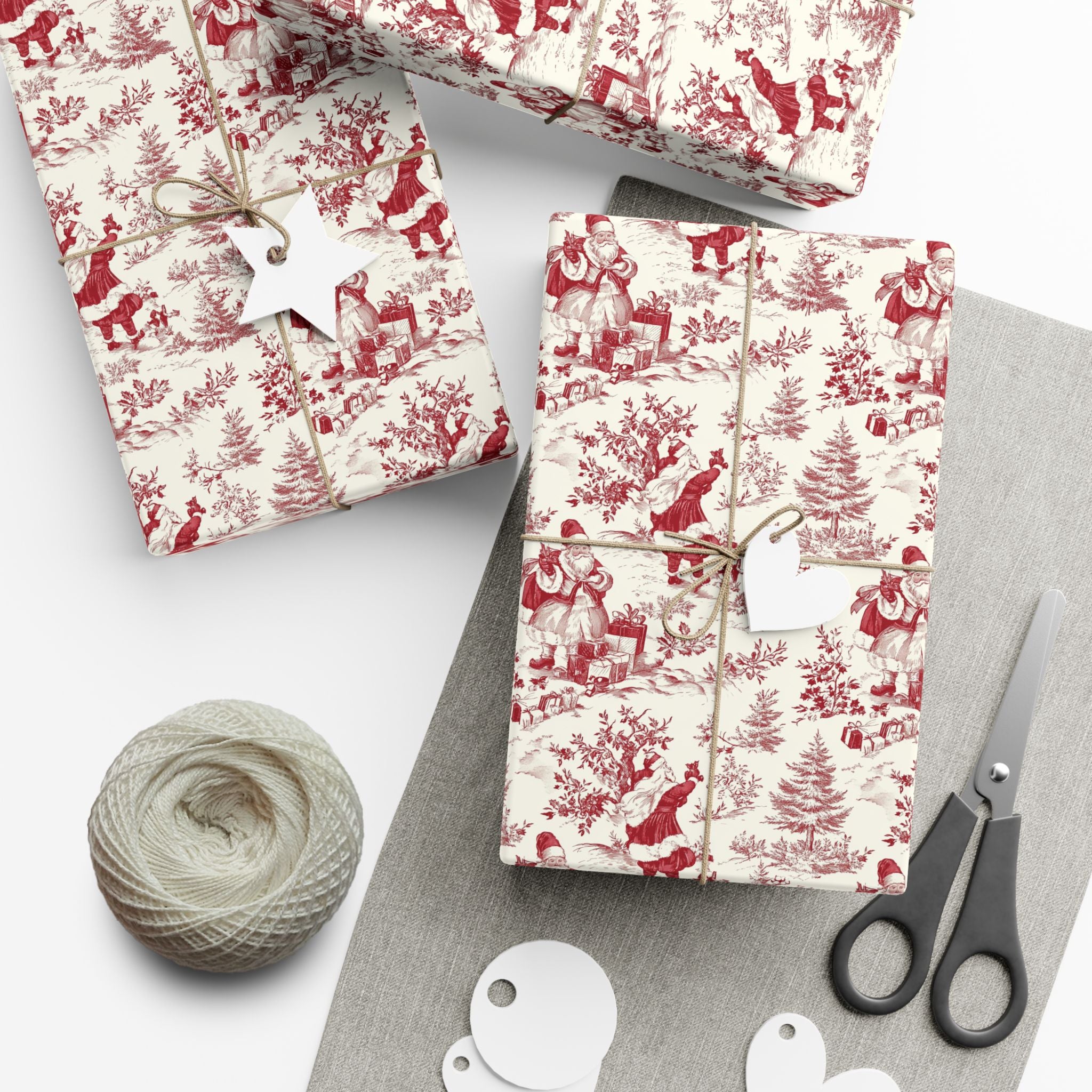 Red Christmas Toile Gift Wrap