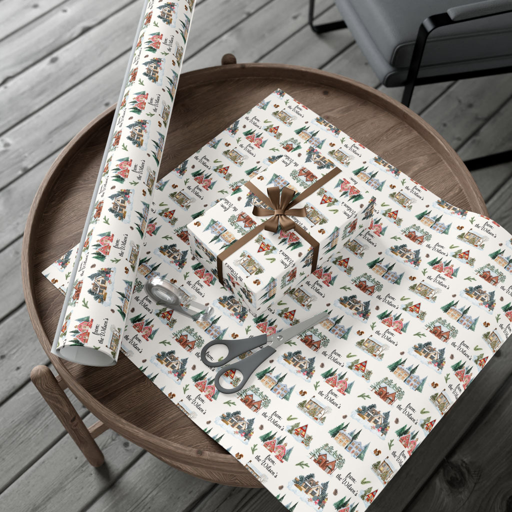 Custom Cottage Christmas Gift Wrap