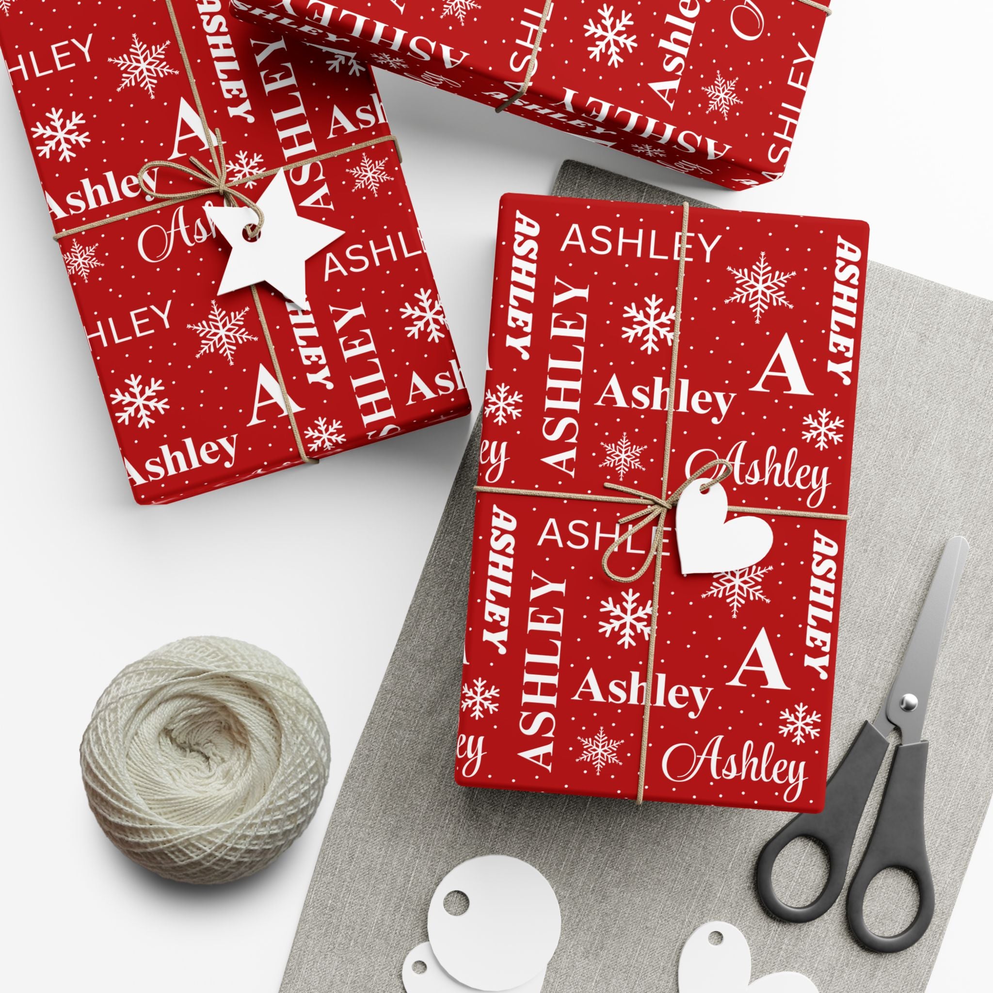 Red Name Collage Gift Wrap