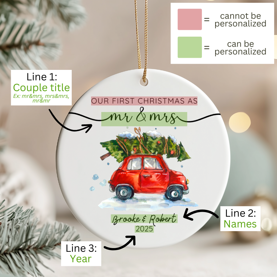 Mr & Mrs First Christmas Ornament