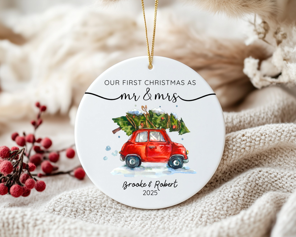 Mr & Mrs First Christmas Ornament