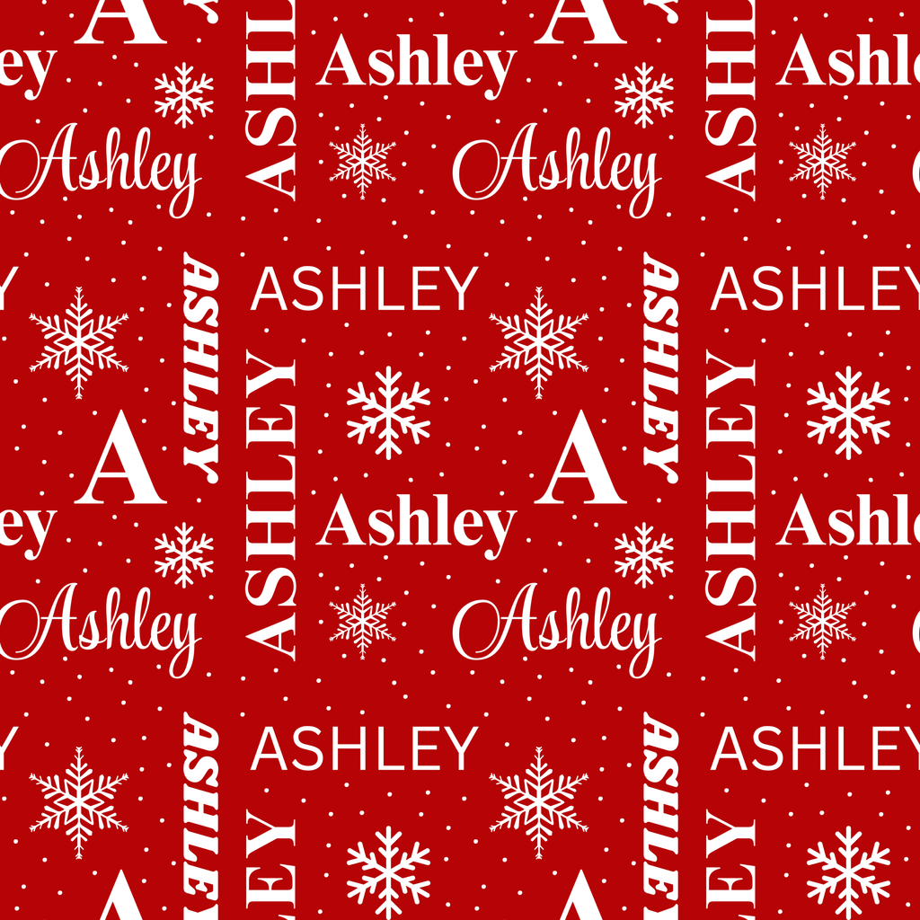 Red Name Collage Gift Wrap
