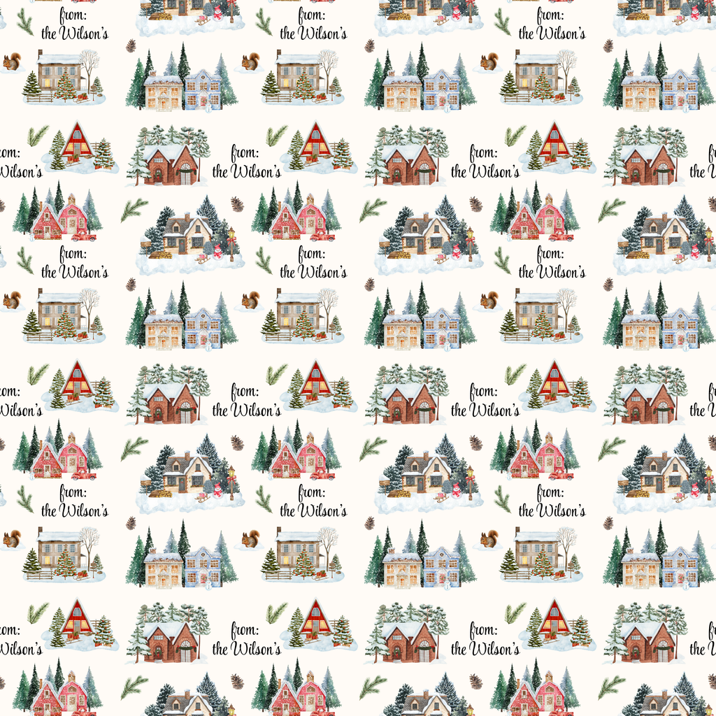 Custom Cottage Christmas Gift Wrap