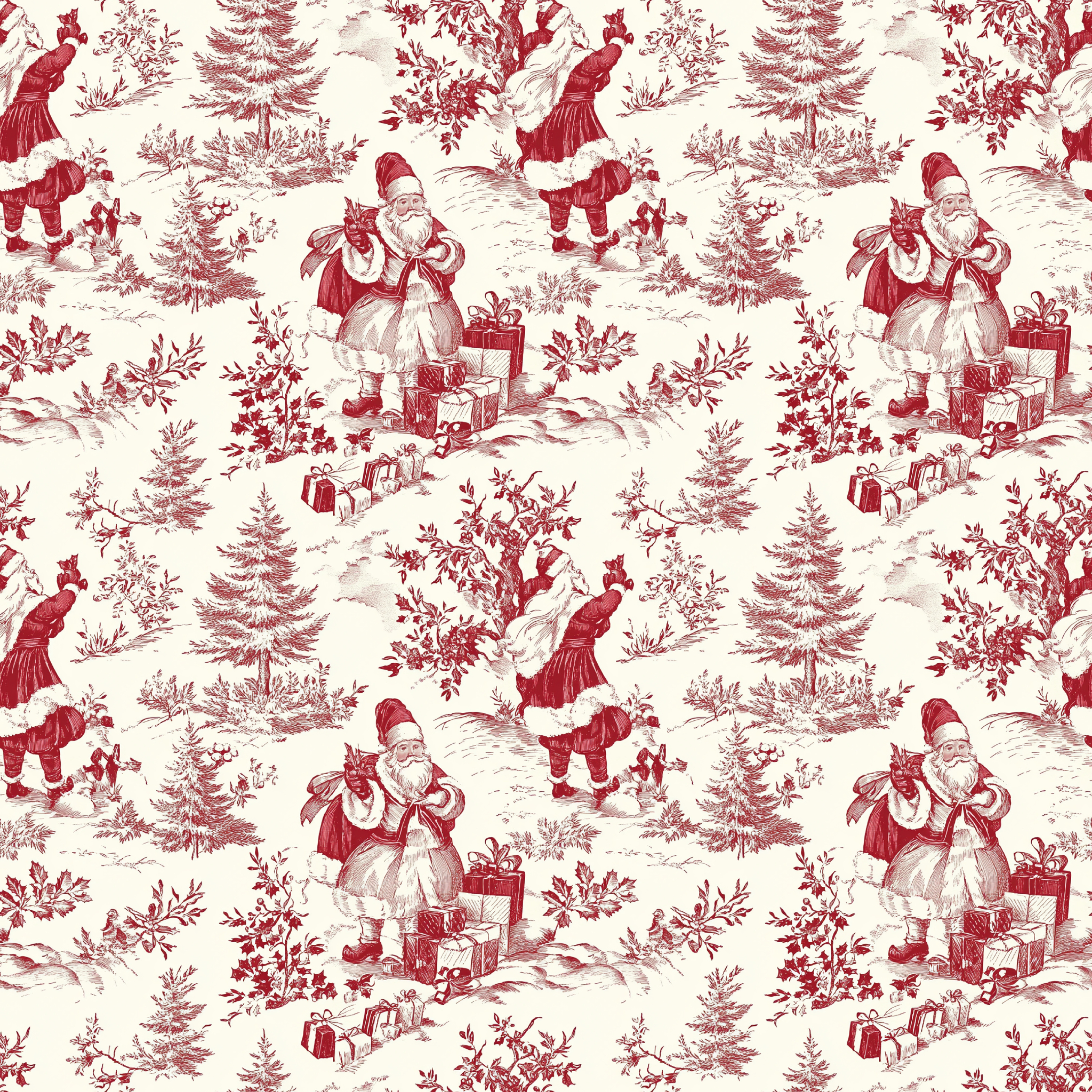 Red Christmas Toile Gift Wrap