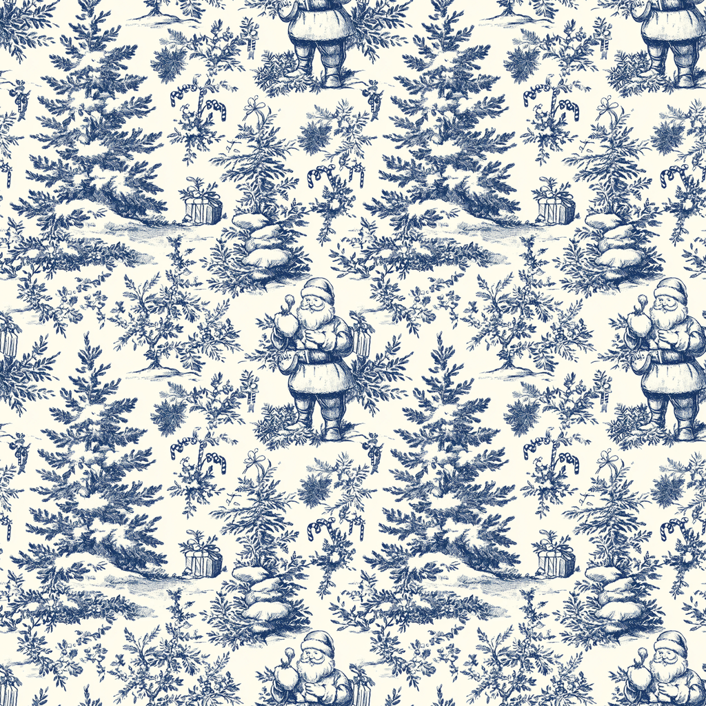 Blue Christmas Toile Gift Wrap